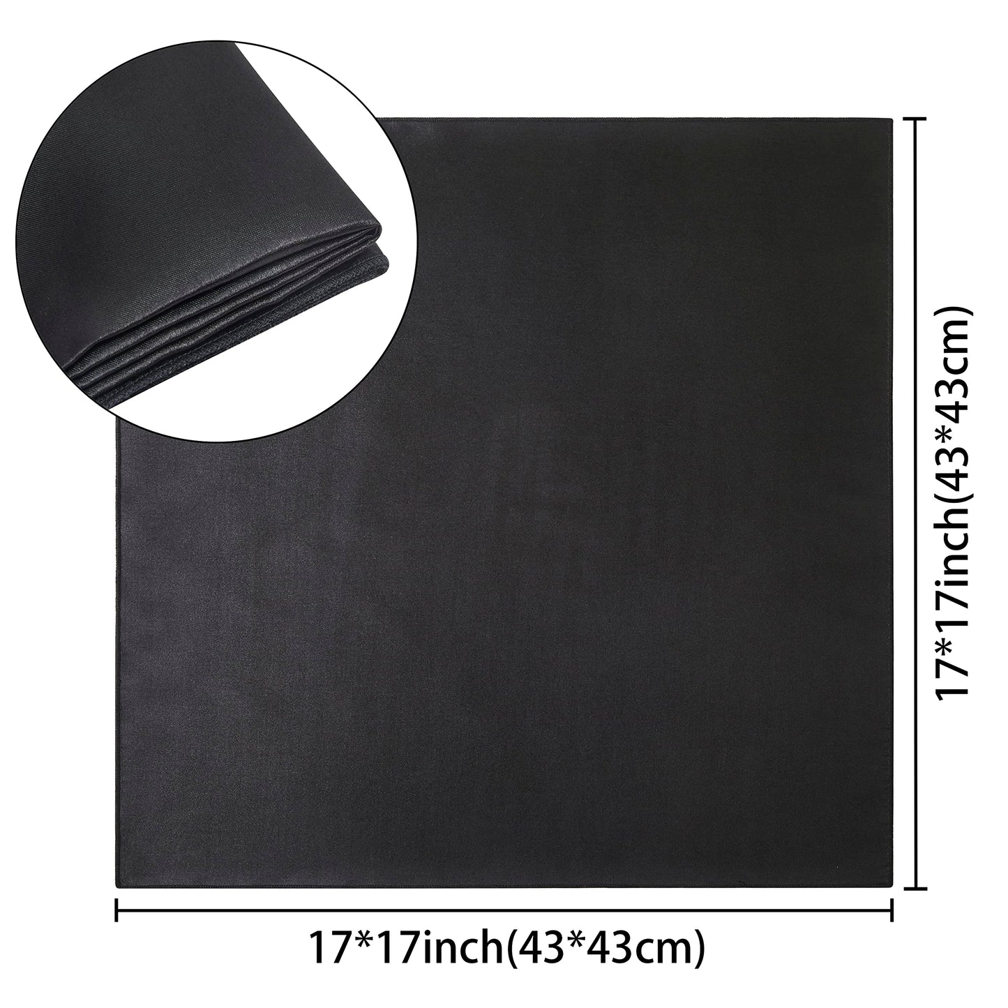 Counfeisly 16 Pack Square Satin Dinner Napkins, 17x17 Inches Silky Soft Smooth Table Cloth Napkins for Restaurant Weddings Banquet Party Decoration, Black