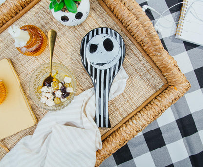 Silver Buffalo Disney The Nightmare Before Christmas Jack Skellington Ceramic Spoon Rest Holder | Kitchen Organizer For Utensils To Keep Countertop Clean