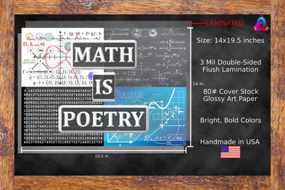 ‘Math Is Everywhere’ and ‘Math Is Poetry’ Posters - Laminated 14x19.5 - Educational Charts, Mathematics Classroom Posters and Decorations, Back to School Supplies, Learning Posters for Math and Science Classes, STEM and STEAM Posters