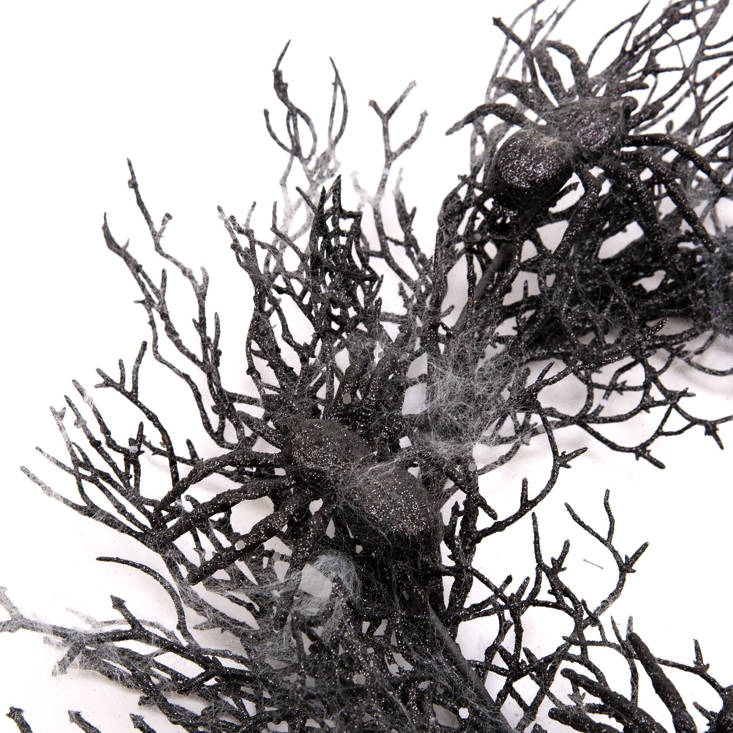 Skrantun 18 Inch Halloween Wreath Black Wreath with Spiders and Webs Door Wreath with Halloween Decorations for Halloween Party and Holiday Decorations