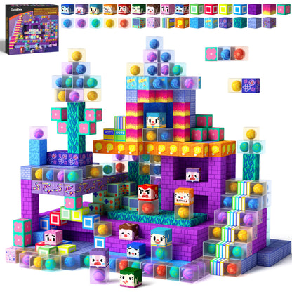 GobiDex 100PCS Magnetic Building Blocks for Kids 3+, Montessori Sensory Toys with Rolling Balls, STEM Educational Gift for Boys and Girls