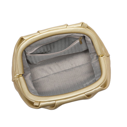 YUWITA Soft PU Leather Clutch Purses for Women Formal Elegant Luxurious Evening Bag (Gold)