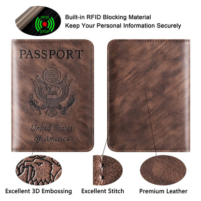 Passport Holder Cover Wallet Travel Essentials Leather Rfid Blocking Case Vacation Luggage Must Haves Travel Accessories for Men Women (116#Coffee)