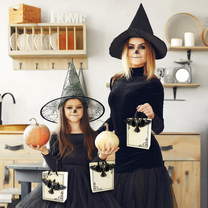 Cheerland 8pcs Halloween Party Favor Bags with Gothic Paper 3D Crow for Birthday EMO Paper Bags Snack Bag Raven Halloween Goodie Bag Candy Bag 3D Crows Summerween Party Supplies Trick or Treat Bag