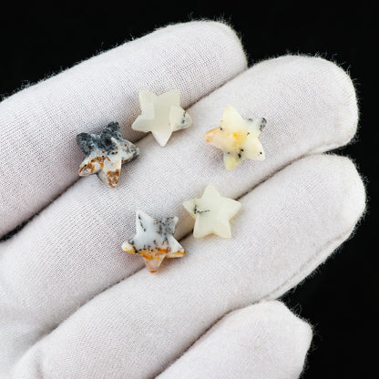 CRYSTALINES 5pcs, Wholesale Natural Dendrite Agate Gemstones, Bulk Star Shape Stones, Assorted Loose Supply, DIY Craft-Jewelry Making, Chakra Healing Crystals, Gem Collection, 10-12mm