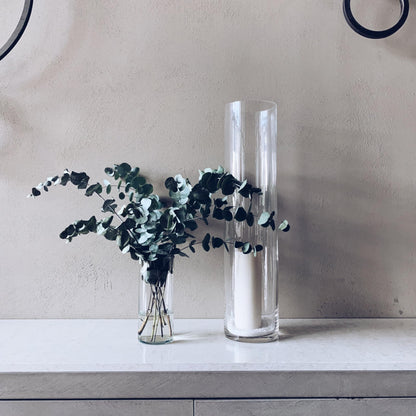 WGVI Quality Thick Clear Cylinder Glass Vases, 3" W x 8" H, Bud Vase Skinny Narrow Floral Bouquet Flower Container for Wedding Centerpieces Tabletop Home Accent Décor Brush Pen Holder, 1 Piece