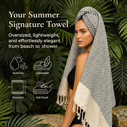 Madamelique Oversized Bath Towel 39"x71" -%100 Premium Cotton Large Bath Towel for Adults - Ultra Soft & Absorbent, Sand-Free,Quick Dry Bath Sheet for Spa, Pool, Travel (Gray)