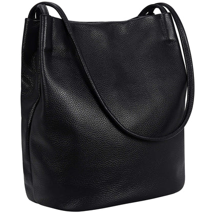 Iswee Large Tote Bag for Women Premium Leather Work Tote with Pockets Professional Designer Purse for Office Travel and Daily Use Bucket Bag (2025 Trendy Styles) (Black)