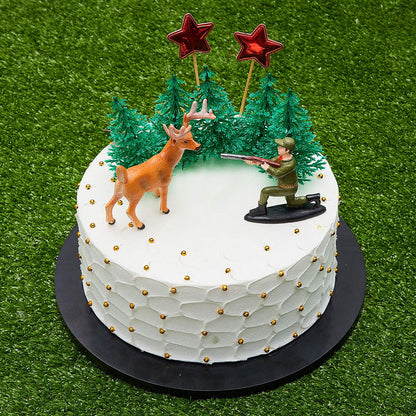 17 PCS Deer Hunting Cake Topper Deer Hunter Tree Cake Decorations Set Hunting Theme Topper for Birthday Party Baby Shower Wedding Supplies Christmas Halloween