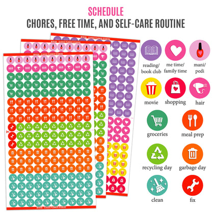 Mirida Planner Stickers – 1867 Daily Icons and Inspirational Stickers for Adults Calendar, Classic Pack for Budget, Work, and Holidays