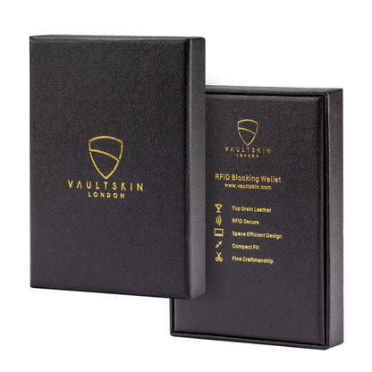 Vaultskin CHELSEA Mens RFID Blocking Slim Leather Card Wallet - Minimalist Front Pocket Cardholder in Matt Blue