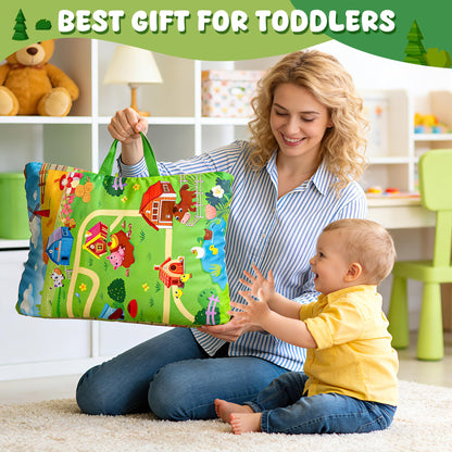 GooMags Montessori Toys for Toddlers, 21Pcs Farm Toys with Storage Bags/Playmat Counting, Matching, Sorting Preschool Learning Toy Including 10 Animal Finger Puppets Birthday Gift