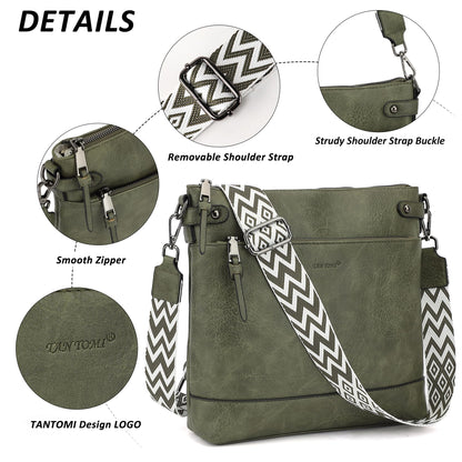 TANTOMI Vegan Leather Crossbody Bags for Women Hobo Travel Purse with Guitar Strap Trendy Women's Handbags with 6 Card Slots