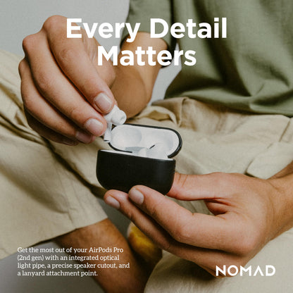 Nomad Airpods Pro 2 Case in Black Horween Leather, AirPods Pro 2nd gen Case Cover, Compatible with AirPods Pro Case 1st gen and 2nd, Case Cover, Qi and MagSafe Charging Compatible
