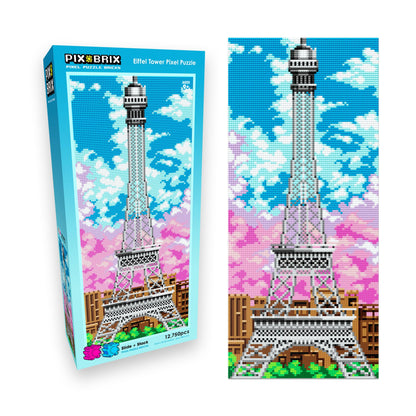 Pix Brix Pixel Art kit Puzzle Bricks - Eiffel Tower 12,750 Pieces - Patented Colorful Building Bricks, Create 2D and 3D Builds Without Water, Iron or Glue - Stem Toys for Adults and Kids