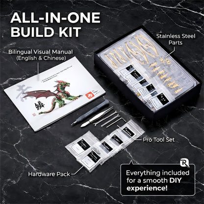 3D Metal Dragon Model Kit for Adults, Mechanical Pterosaur Puzzle, DIY Assembly Steel Model, Challenging Building Kit, Unique Gift for Men Desk Decor