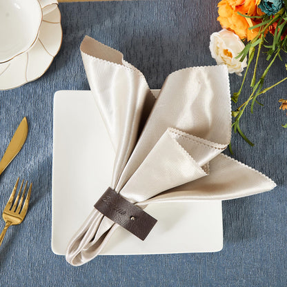 Dark Brown Napkin Rings Set of 6 – Elegant Leather Napkin Ring Holders, Double-Sided Waterproof, Durable Table Decor for Easter, Weddings & Dinner Parties, Stylish Table Setting Accessories