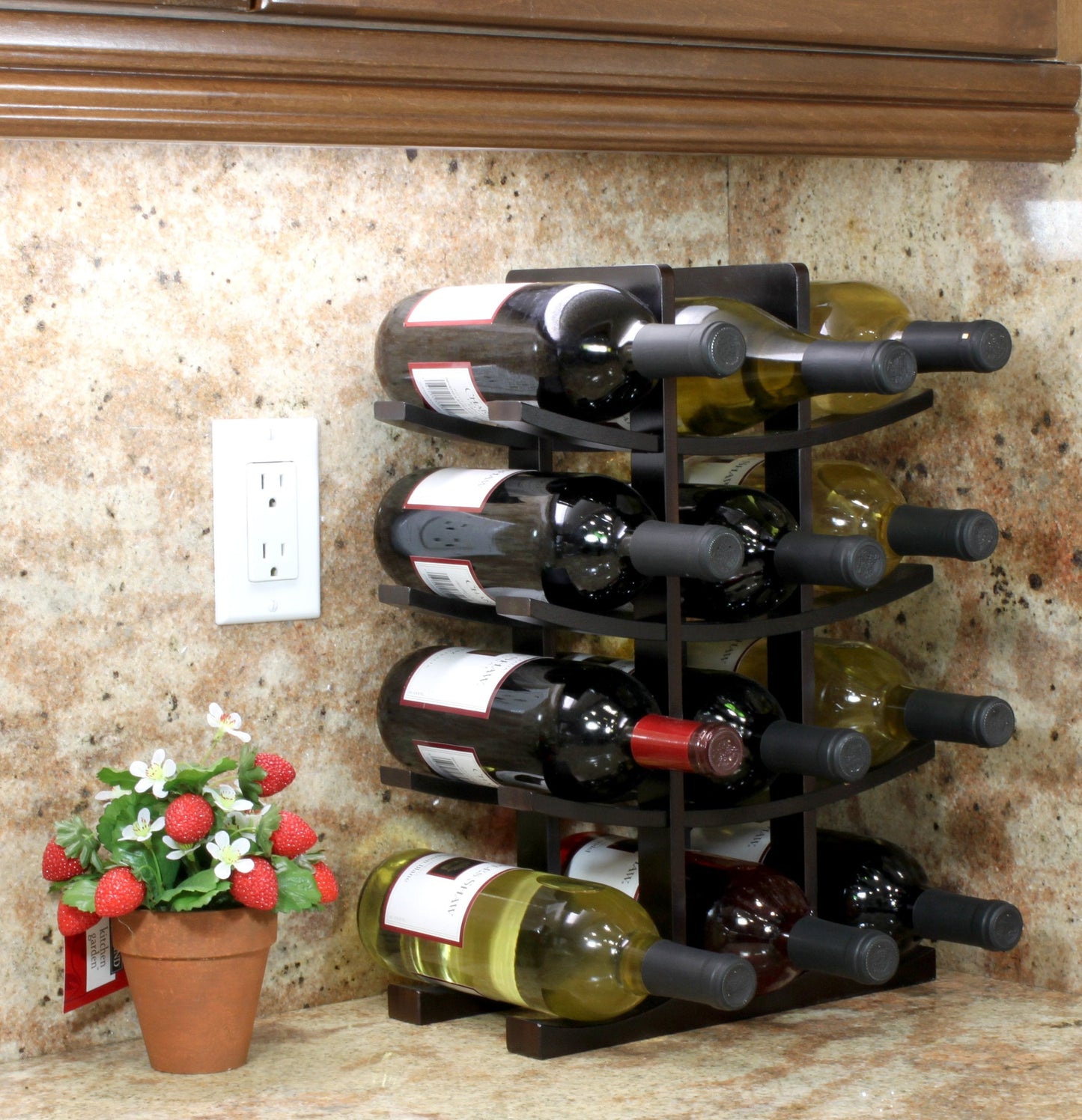 Oceanstar WR1132 12-Bottle Bamboo Wine Rack, Dark Espresso