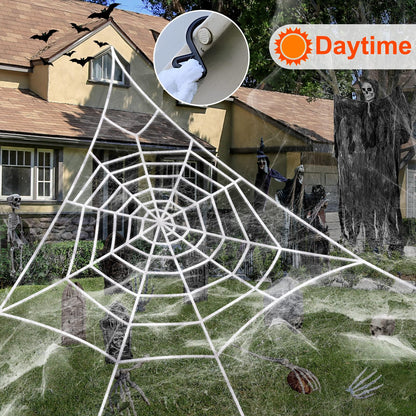 Giant Spider Webs Halloween Decoration Outdoor,Halloween Spider Web for Scary Halloween Yard Decorations