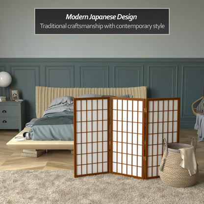 3 ft. Short Window Pane Shoji Screen - Walnut - 3 Panels
