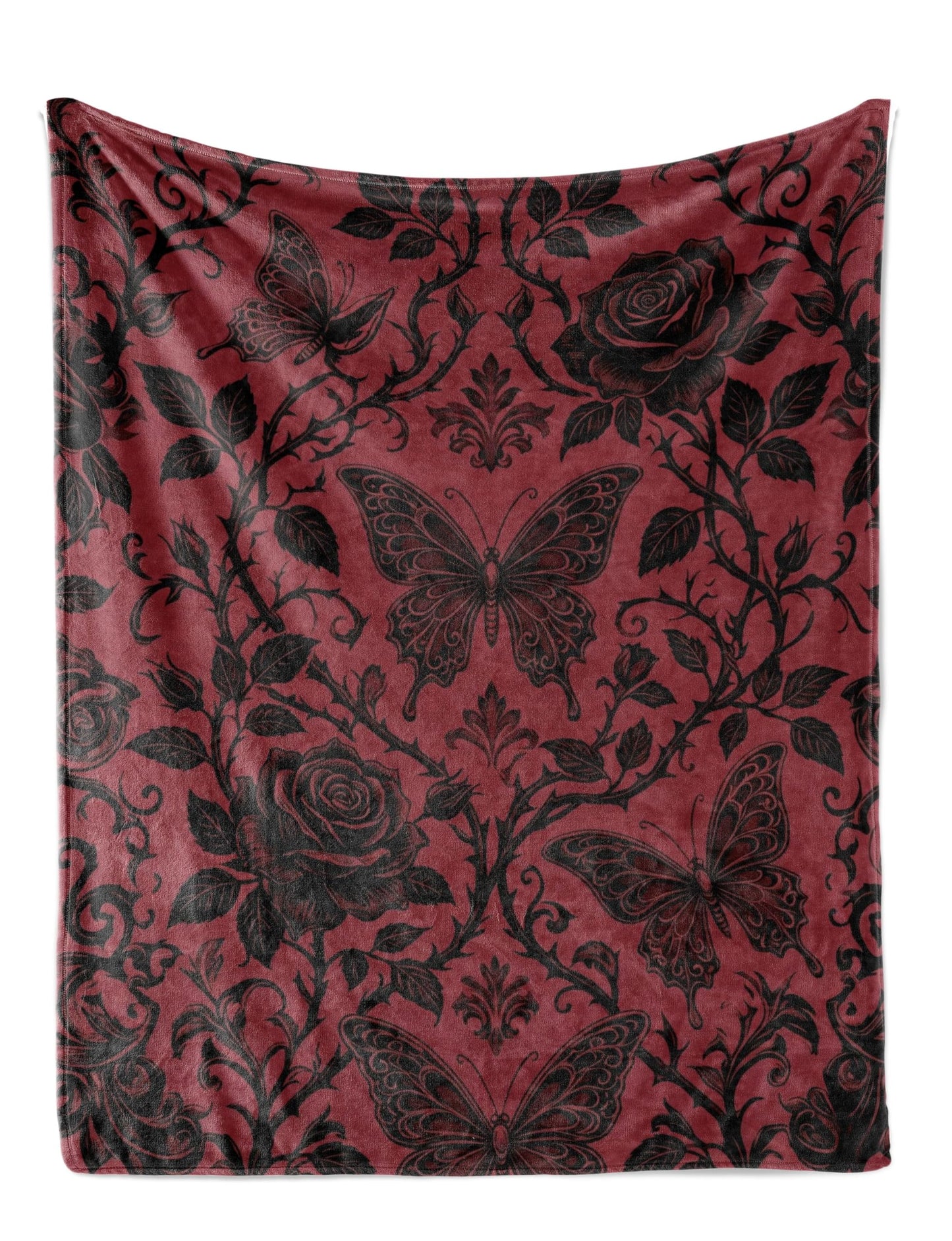 Huglanket Goth Gifts for Women, Butterfly Gifts for Women, Gothic Decor Blanket for Girls on Birthday, Halloween, Christmas, 50"x 65", Red