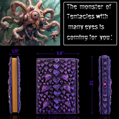 Handmade The Eye Devil of Tentacle Embossed Journal,Resin Engraving Notebook,Blank Paper,Hardcover Travel Diary for Writing,Sketchbook,Collection,Creative gifts,Decoration Diary for Man Woman A5 Size (4 colours) (Eyes Devil-Purple)