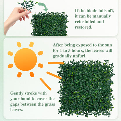 ODTORY Artificial Greenery Grass Wall Panel, 10x10 Inch 20-Pack (14 sqft), UV-Anti Fake Ivy Fence Privacy Screen Green Boxwood Covering for Indoor and Outdoor Home Wall Decor
