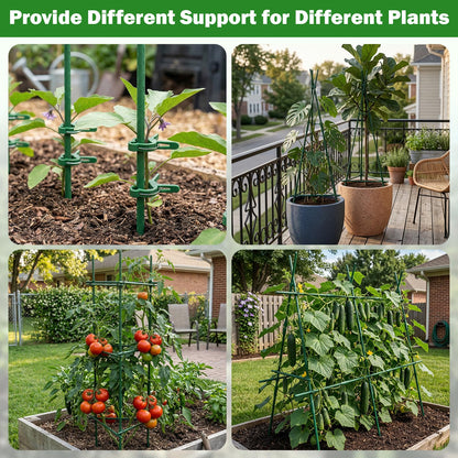 Tegarbed Garden Stakes 20 Pack, 16 Inch Plastic Coated Metal Plant Support Stakes, Sturdy Tomato Stakes with 14 Connectors 14 Rotatable Clips 14 Plant Clips for Indoor Outdoor Vegetables