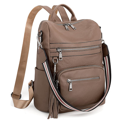 YALUXE Genuine Leather Backpack Purse for Women Fashion Daypack with Multiple Pockets