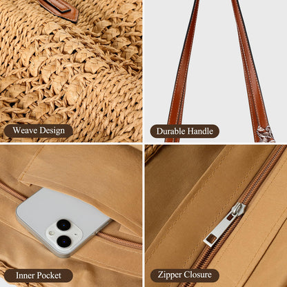 Trifabricy Beach Bags for Women - Large Straw Beach Bag, Woven Beach Tote Bag Shoulder Handbags, Straw Tote Bag for Summer Vacation