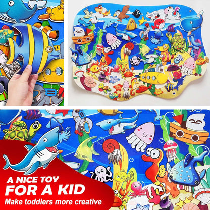 SKOLESK Felt Story Board Set Flannel Board 75 Pcs Preschool Learning Ocean Themed Toy Interactive Storytelling Teaching Play Activity Kits for Toddlers Kids