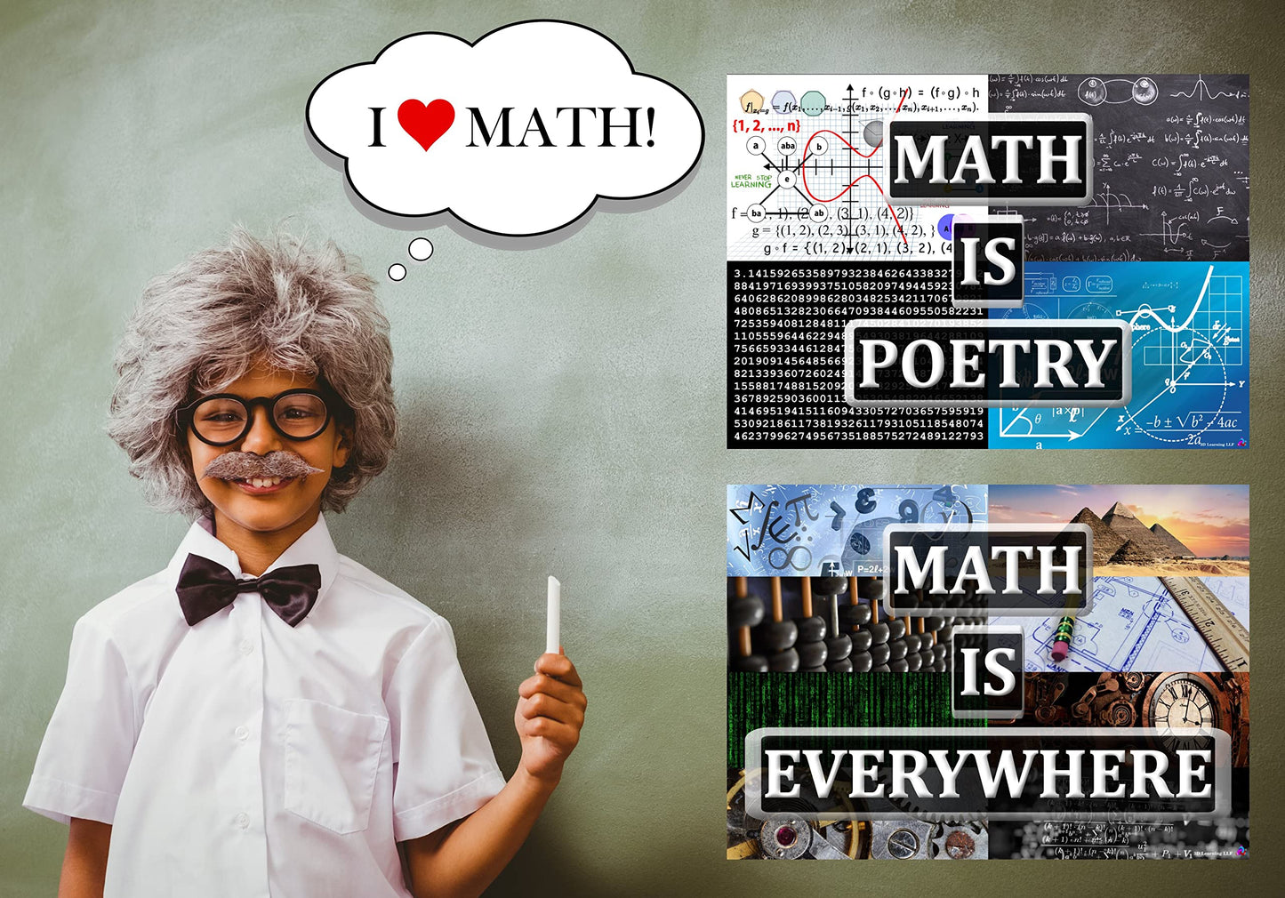 ‘Math Is Everywhere’ and ‘Math Is Poetry’ Posters - Laminated 14x19.5 - Educational Charts, Mathematics Classroom Posters and Decorations, Back to School Supplies, Learning Posters for Math and Science Classes, STEM and STEAM Posters