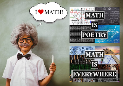 ‘Math Is Everywhere’ and ‘Math Is Poetry’ Posters - Laminated 14x19.5 - Educational Charts, Mathematics Classroom Posters and Decorations, Back to School Supplies, Learning Posters for Math and Science Classes, STEM and STEAM Posters