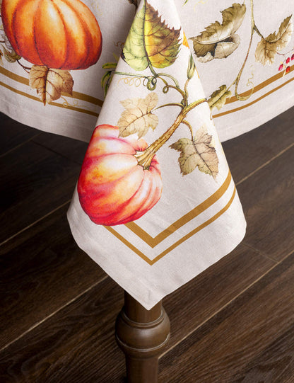 Maison d' Hermine Table Cloth Rectangle Table 100% Cotton 60 x 120 Inches Fall Tablecloth Reusable Everyday Use for Thanksgiving Christmas Decorations Dining Farmhouse Party (Potiron)