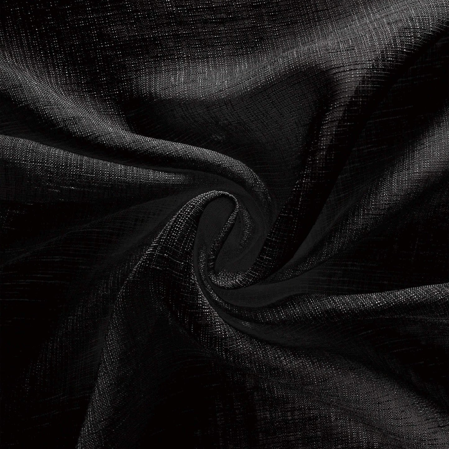 KOUFALL Black Sheer Curtains 84 Inches Long for Bedroom 2 Panels Set,Linen Look Rod Pocket Semi Light Filtering Boho Gothic Curtains for Living Room Window