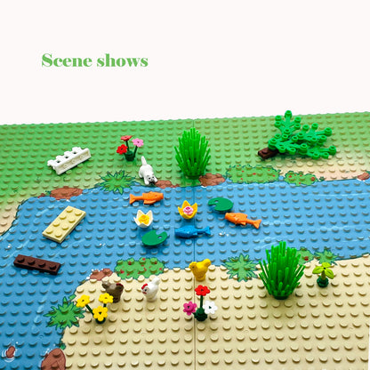 TACYILLU 6 Pack Grassland Rivers Pattern Baseplate 10" x 10" - Building Brick Base Plate Tight Fit with Major Brands for City Roads Building Blocks Kids Toy (2 Straight + 4 Curve)