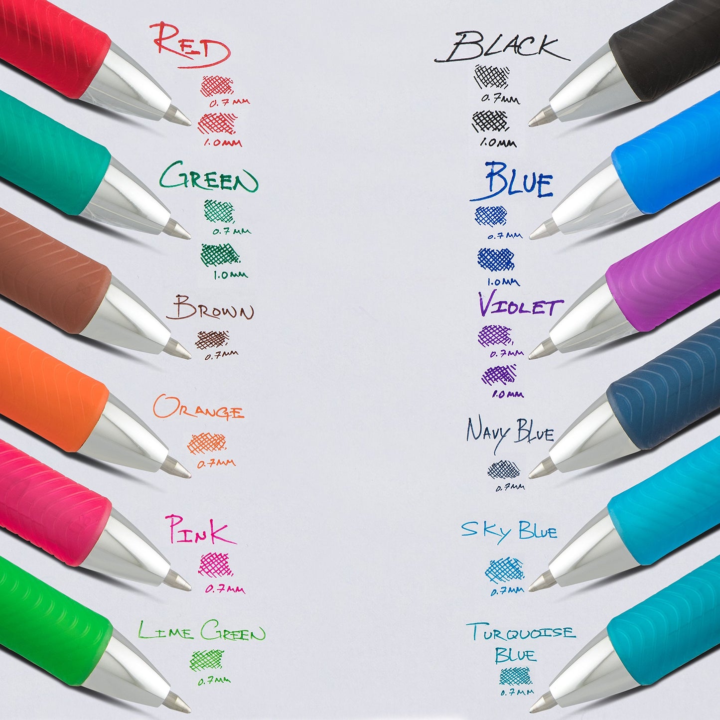 Pentel EnerGel RTX Retractable Liquid Gel Pen, (0.7mm), Medium Line, Metal Tip, Assorted Ink, Pack of 8 (BL77BP8M)