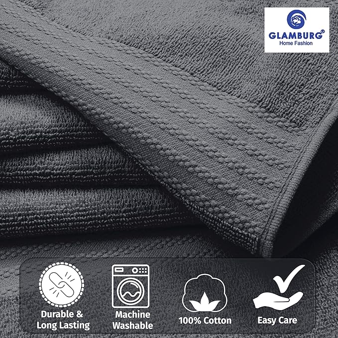 GLAMBURG Premium Cotton Oversized 2 Pack Bath Sheet 35x70-100% Pure Cotton