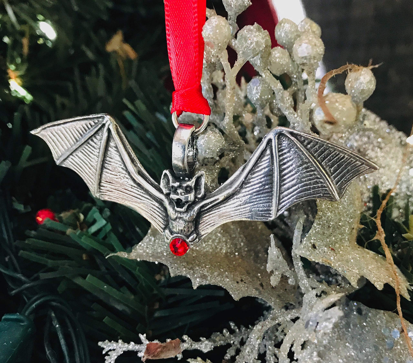 Trilogy Jewelry Gothic Bat Vampire Red Crystal Christmas Ornament
