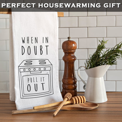 MAINEVENT When in Doubt Pull It Out Kitchen Towel with Sayings 18x24 Inch, Funny Dish Towel