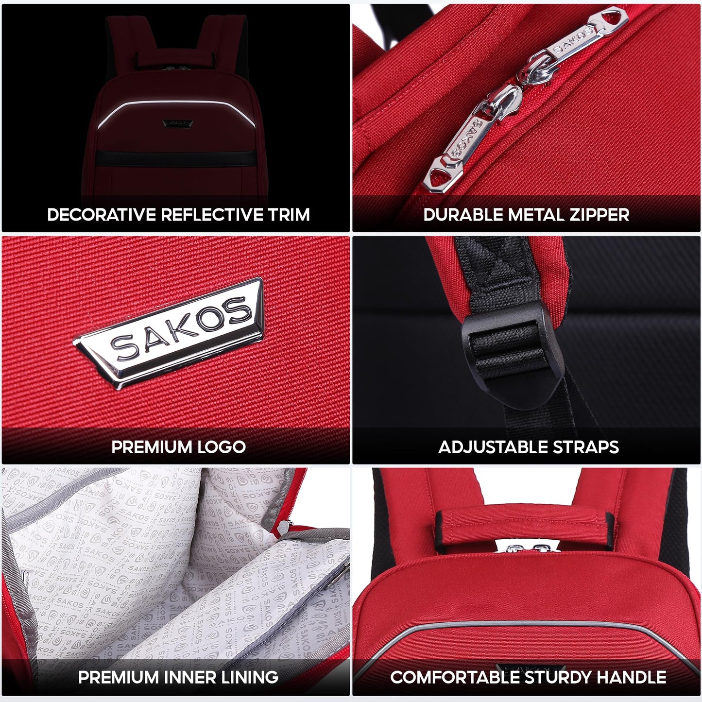 SAKOS Frontier 14 inch Laptop Backpack, Professional Travel Backpack Carry on Flight - TSA Approved, Water Repellent Laptop Backpack for Men & Women, College Backpack with Laptop Compartment - Red