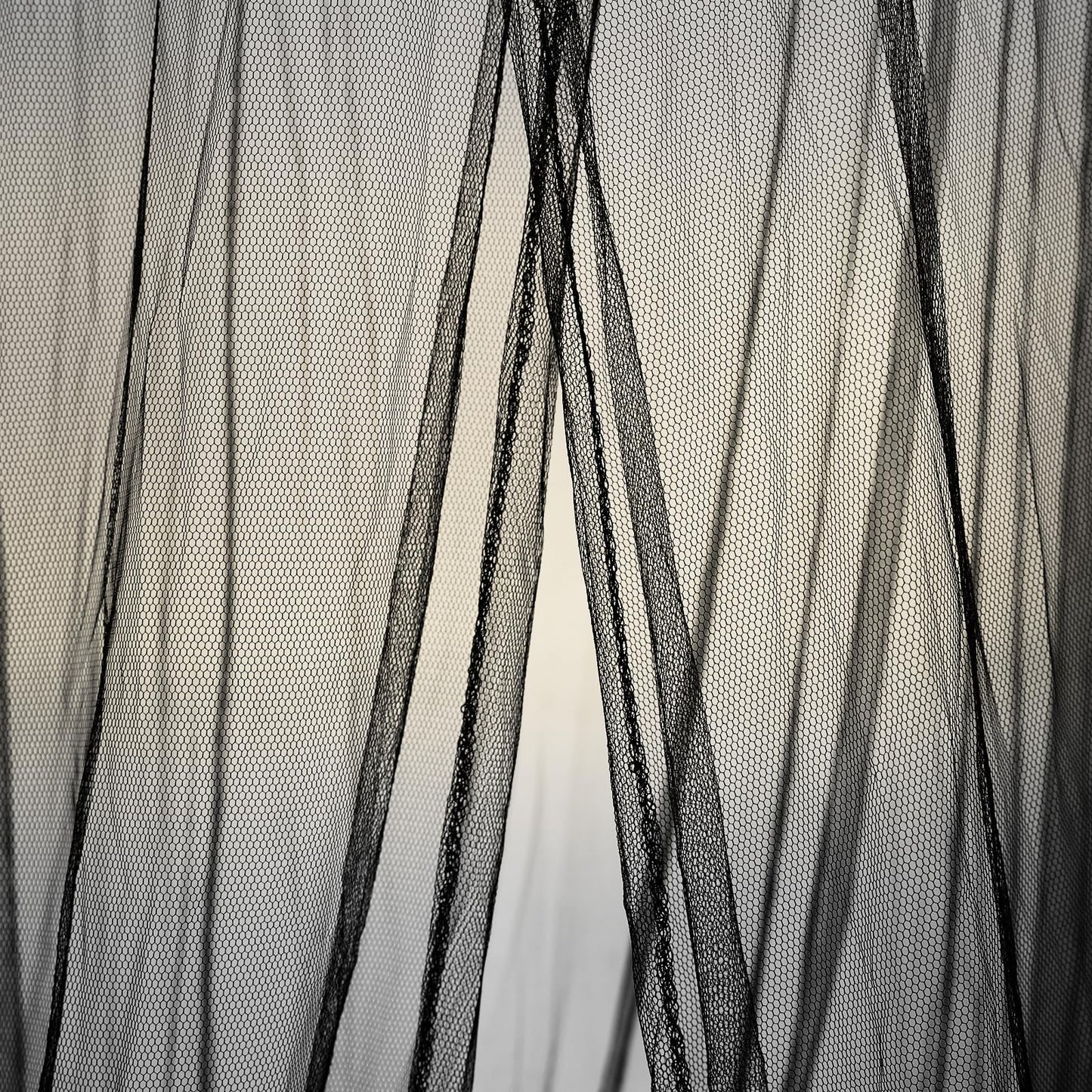 emopaw Black Bed Canopy with Fairy Lihgts, Mosquito Netting Canopy Bed Curtains for Twin to Queen Size Bed, Indoor Decor Bedroom Reading Nook Halloween Decoration