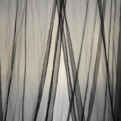 emopaw Black Bed Canopy with Fairy Lihgts, Mosquito Netting Canopy Bed Curtains for Twin to Queen Size Bed, Indoor Decor Bedroom Reading Nook Halloween Decoration