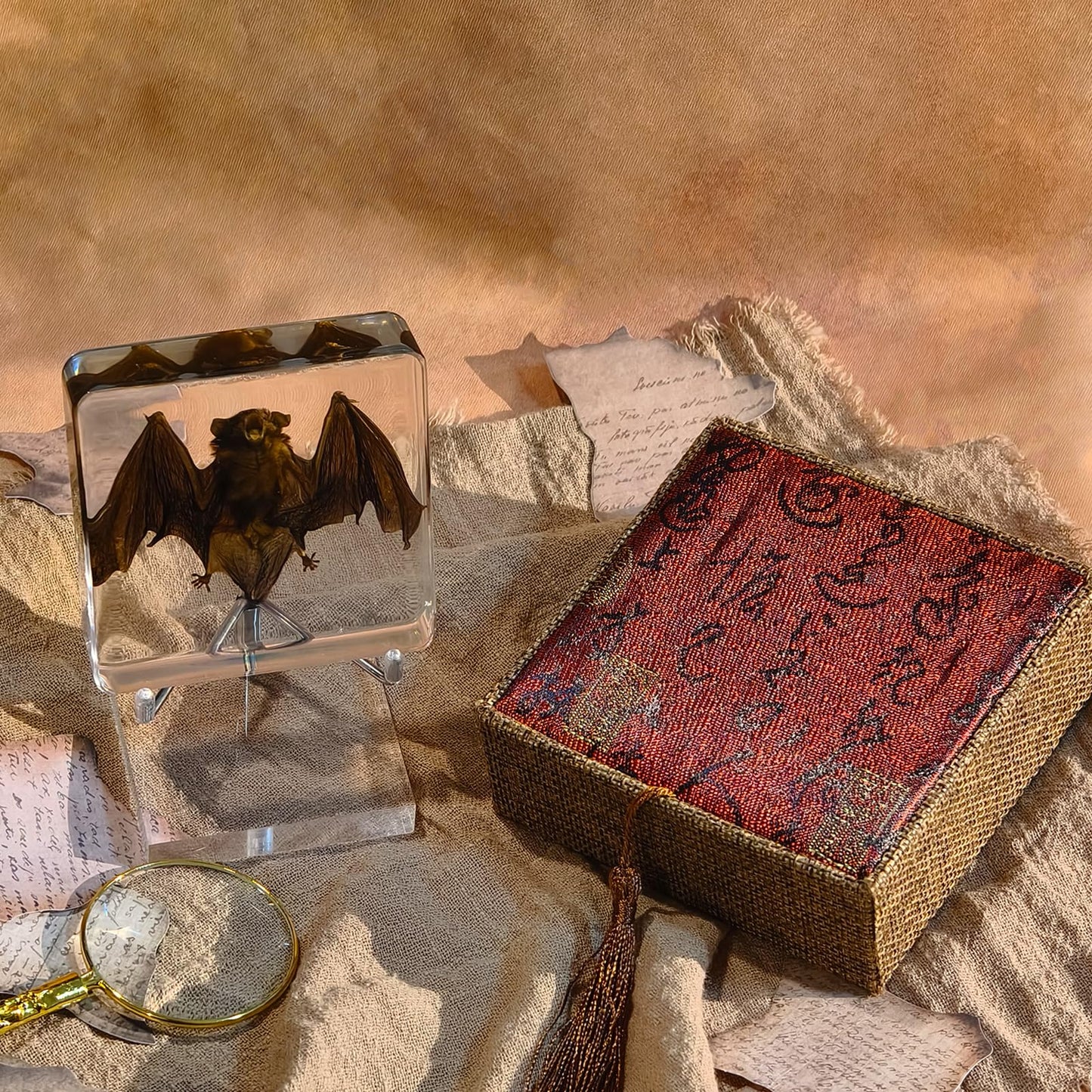 Taxidermy Bat, Real Bat Specimens Animal Specimen in Resin with Acrylic Base Display Stand for Science Classroom Science Education.Gothic Gift for Fans of Taxidermy, Animal Skull, Oddities, Biology