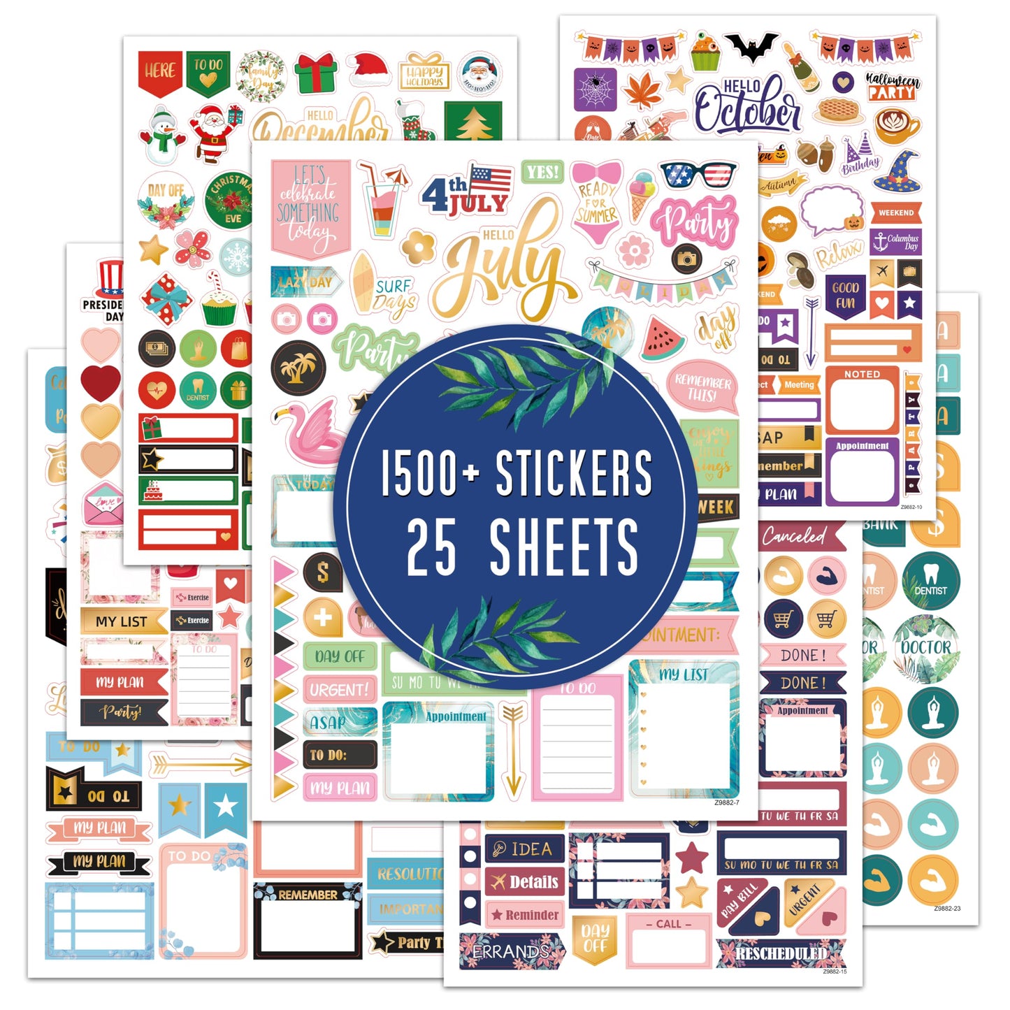 Planner Stickers - Monthly Planner Stickers and Accessories 25 Pages 1500 + Stunning Functional and Colorful Designs, Calendar Sticker Includes Festival Theme Journal Sticker