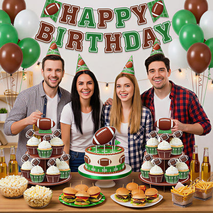 Glavatrix Football Cupcake Liners and Toppers, 200PCS Touch Down & Football Pattern Baking Cups Muffin Wrappers with 36PCS Cupcake Picks for Sports Game Day Baby Shower Birthday Party Cake Decorations