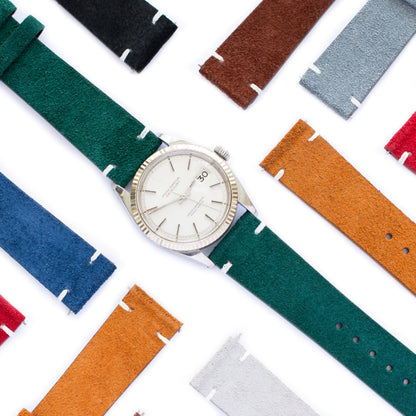 BARAK WATCHES Quick Release Suede Leather Watch Straps – Soft Genuine Leather Band – 20mm 22mm – Replacement Watch Band for Men & Women – Multiple Colors Available (Blue, 20mm)