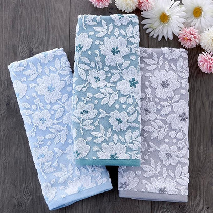 SKL Home Floral Jacquard 100% Cotton 2pc Hand Towel Set, Reversible & Decorative
