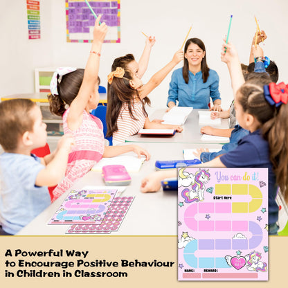 20 Unicorn Reward Chart with 432 Round Stickers, Incentive Behavior Chart for Kids at Home Classroom, Kids Routine Daily Chore Sticker Chart-B21