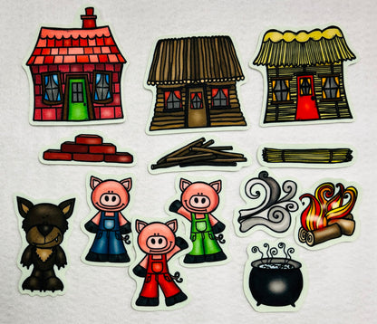 Small Three Little Pigs Story Set Flannel Felt Board Figures 13 Pieces PRECUT Plus Activity Pages Preschool Toddlers (Small)